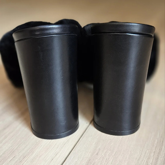 NWOT Alumnae Made in Italy rabbit fur x slide heel slippers - Picture 3 of 7